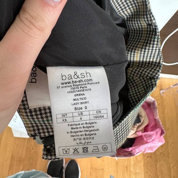 BA&SH Grena Mini Skirt Houndstooth Plaid Multicolor Wrap Style High Low Front - Picture 4 of 11